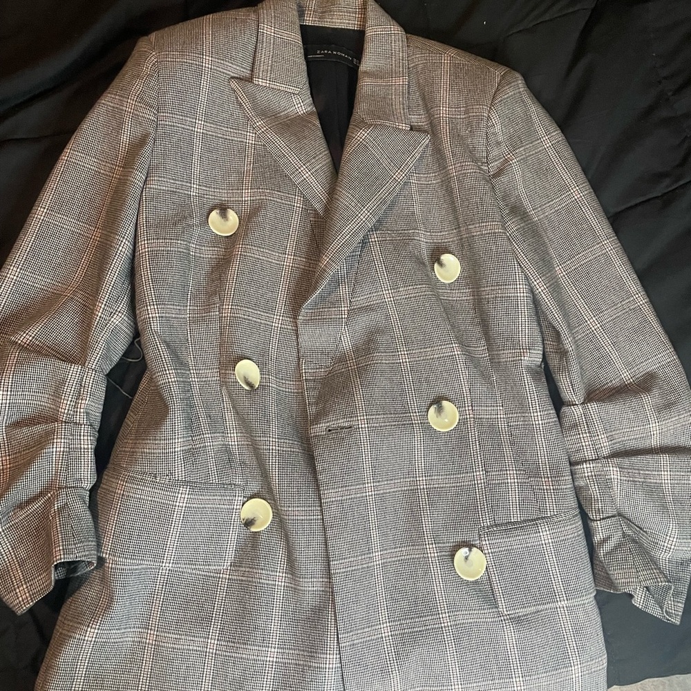 Zara womens plaid oversized blazer